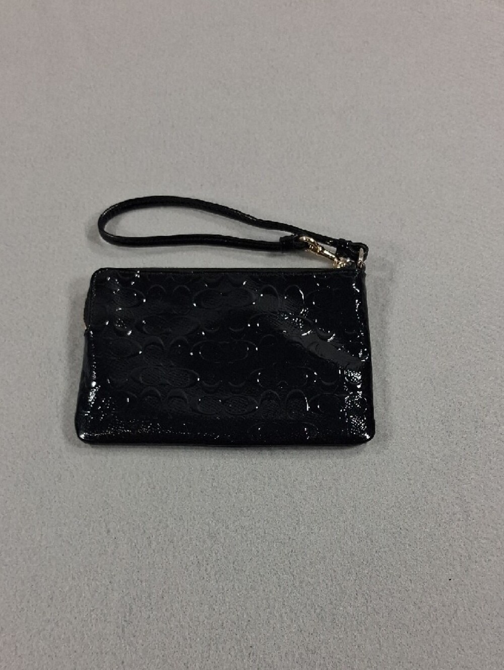 Coach Black Patent Signature Wristlet with Gold Hardware - Picture 2 of 5